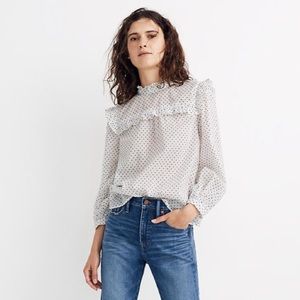 Madewell White Polka Dot Blouse